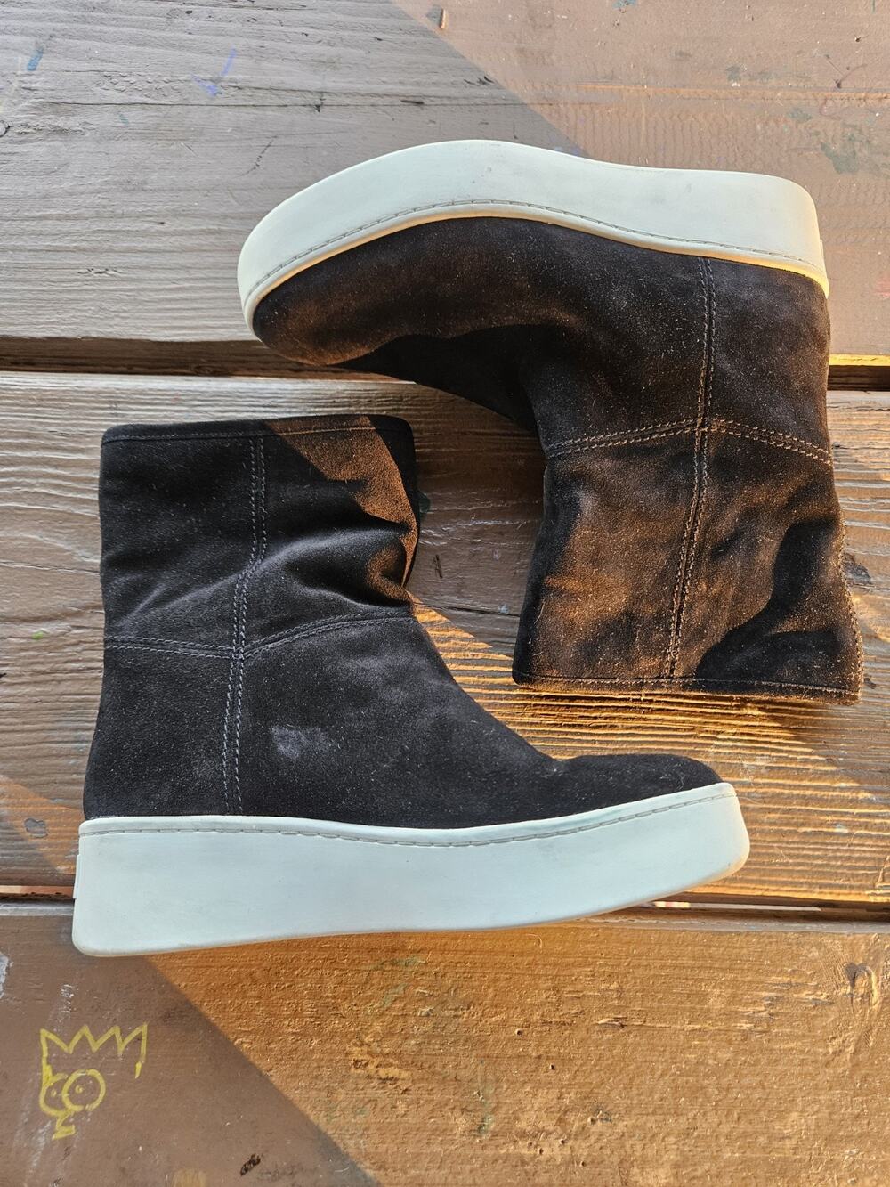 Via Spiga Women's High Top Slip-on, Pull-on Platform Sneakers Black Suede Sz 6